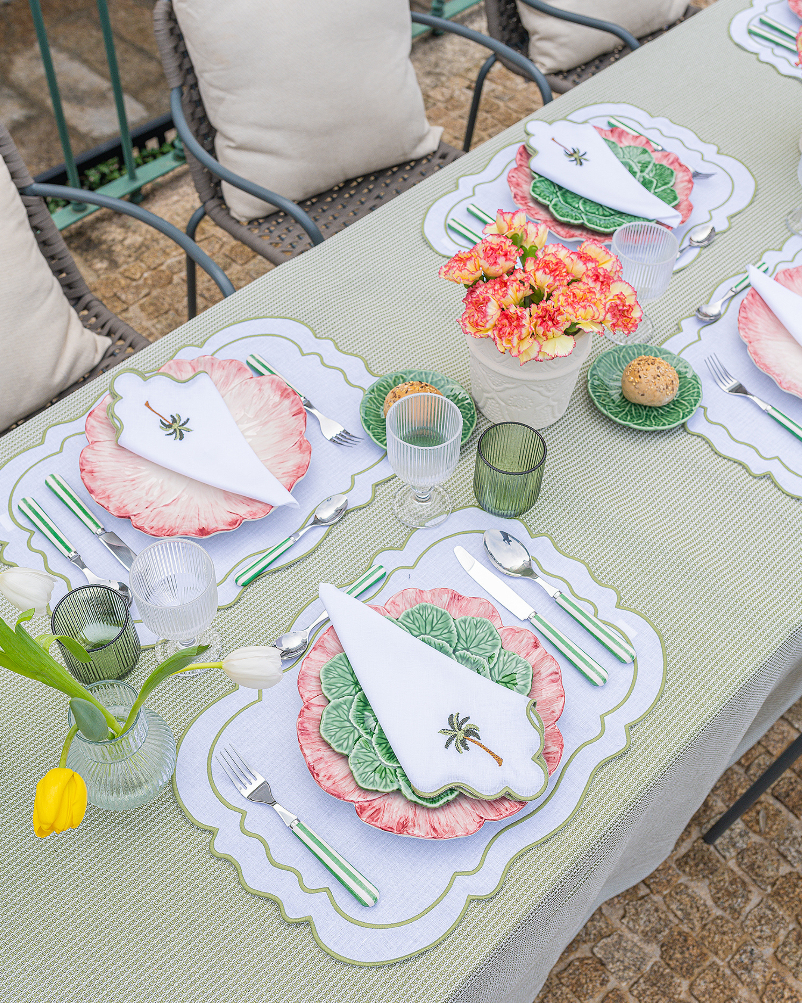 Mariaida Home – Guardanapo e pano de jantar por atacado – Guardanapo Ondulado com Palmeira2