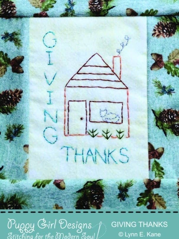 Giving Thanks Postcard Pattern / Embroidery Pattern / Quilt for wholesale by Puppy Girl Designs