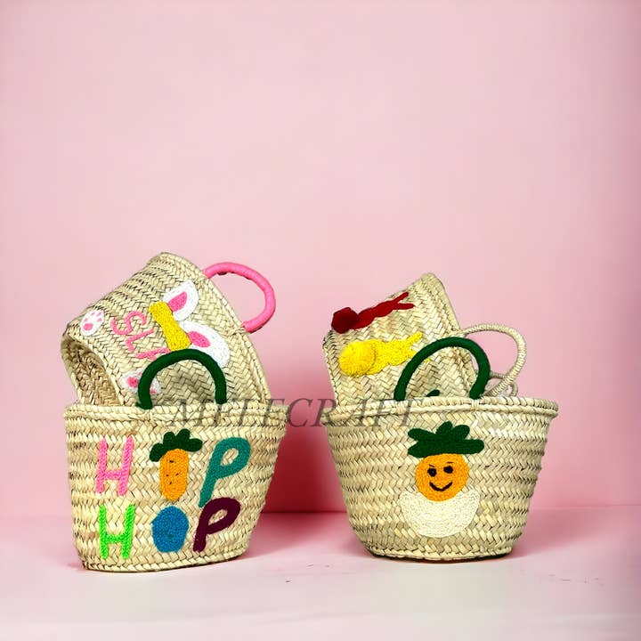 Melecraft – wholesale Basket – Custom Easter Straw Basket: Handwoven, Unique & Thoughtful2