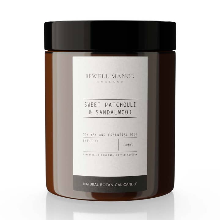 Süße Patchouli & Sandelholz-Kerze (180 ml) für den Großhandel von Bewell Manor