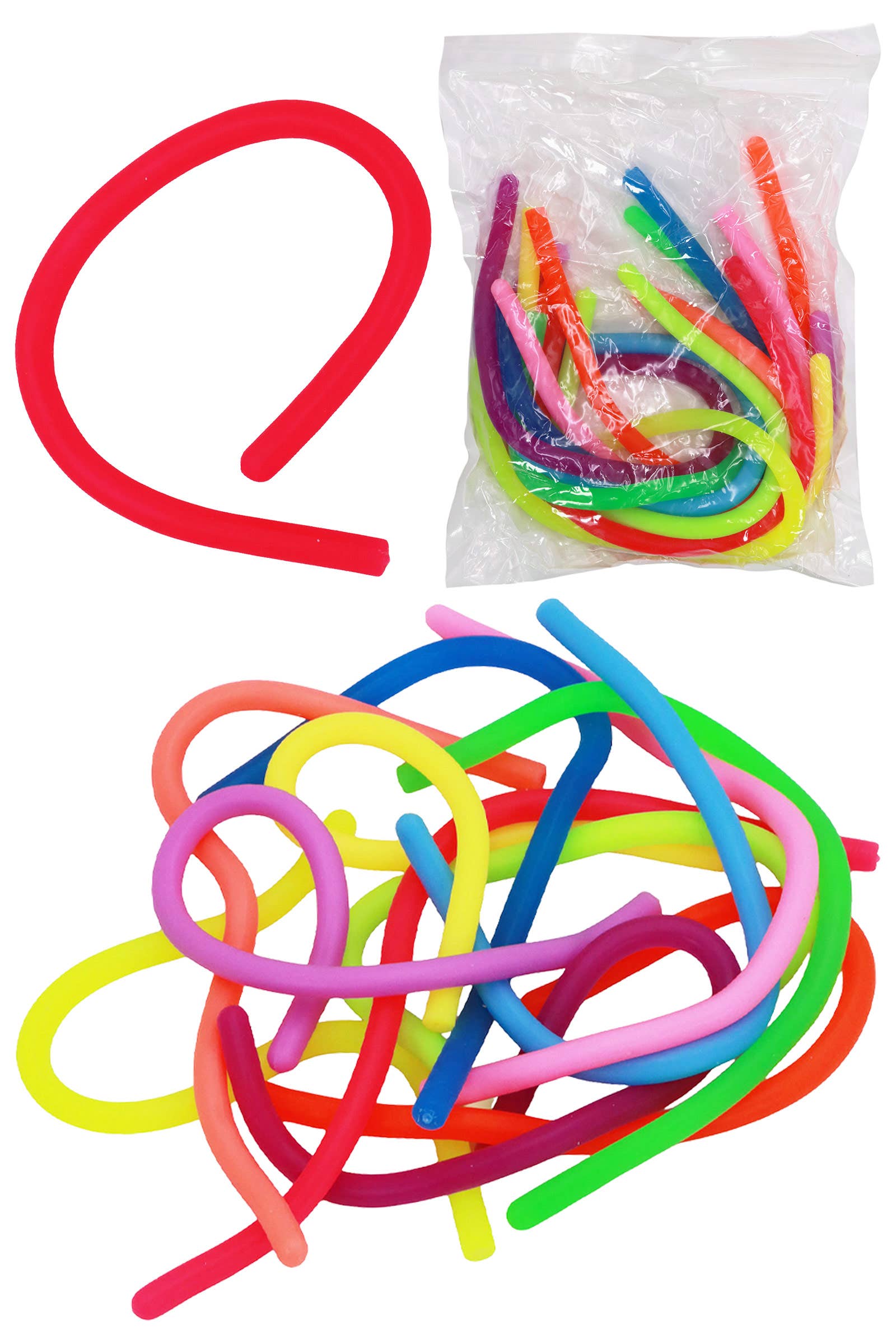 ASSORTED Thin Stretch Pull Squishy Monkey Noodle Toy for wholesale on Faire