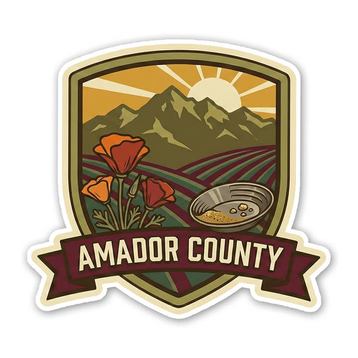 Autocollant Crête du Lever de Soleil du Comté d'Amador pour la vente par Sticker Atlas