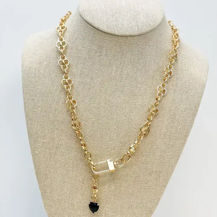 Prep Obsessed Wholesale – Engroshandel Lariat/Y-hal halskæde – Justerbar Heart Charm Lariat halskæde - Jet0