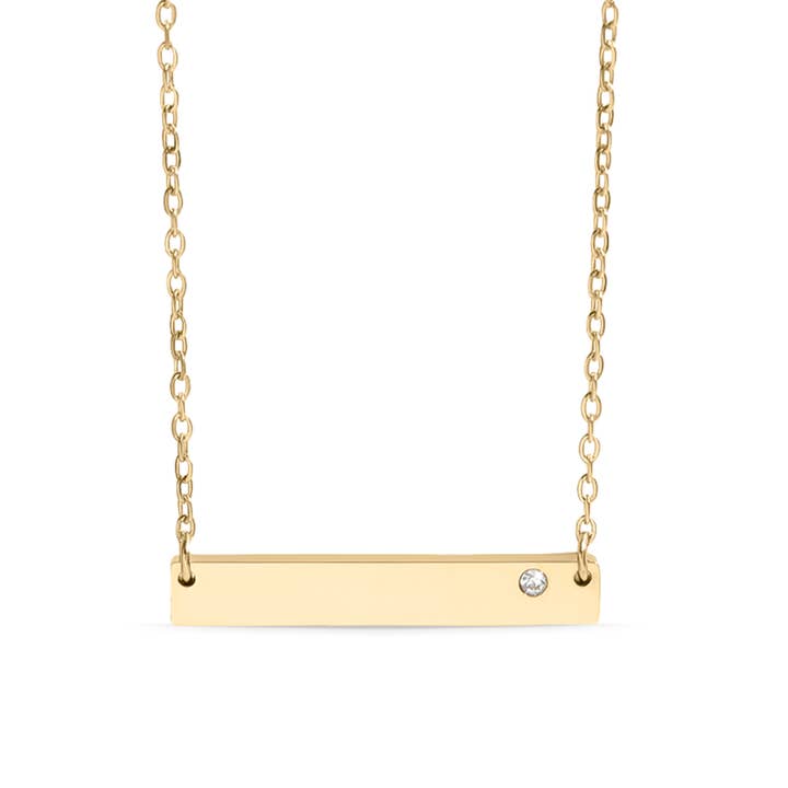 WJW - Wholesale Pendant/Charm Necklace - 18K Gold PVD Stainless Steel Bar Birthstone Necklace