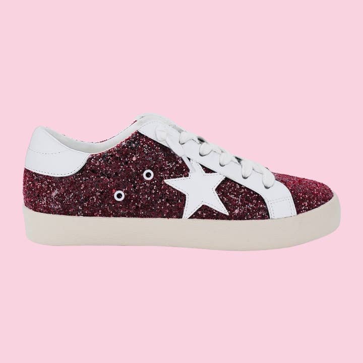 Team Maroon Glitter Sneakers for wholesale by Camel Threads