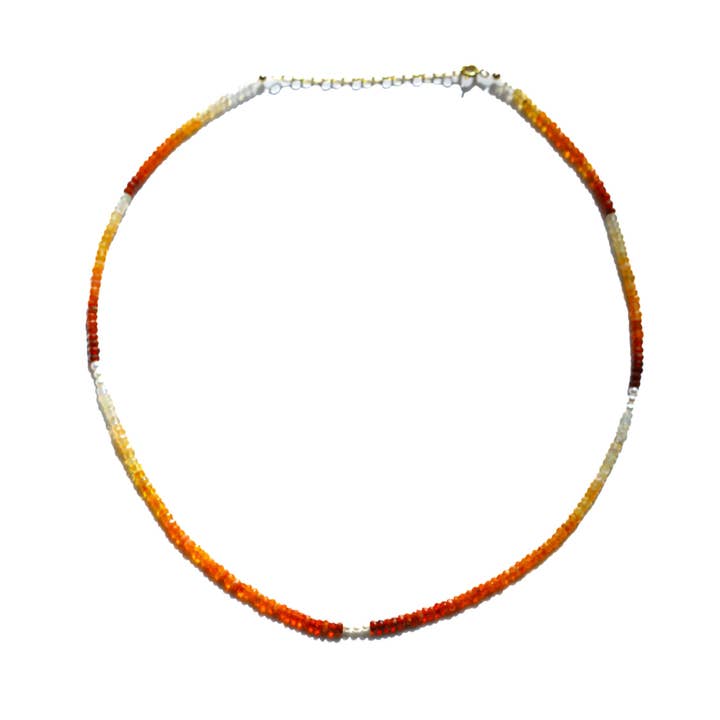 Collier en opale de feu mexicaine et perles - Cycle lunaire pour la vente par Julia Szendrei Jewelry