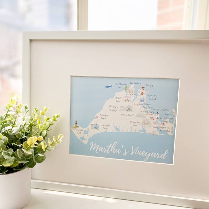 Palm Prints - Wholesale Art Print - Martha’s Vineyard Map Print1