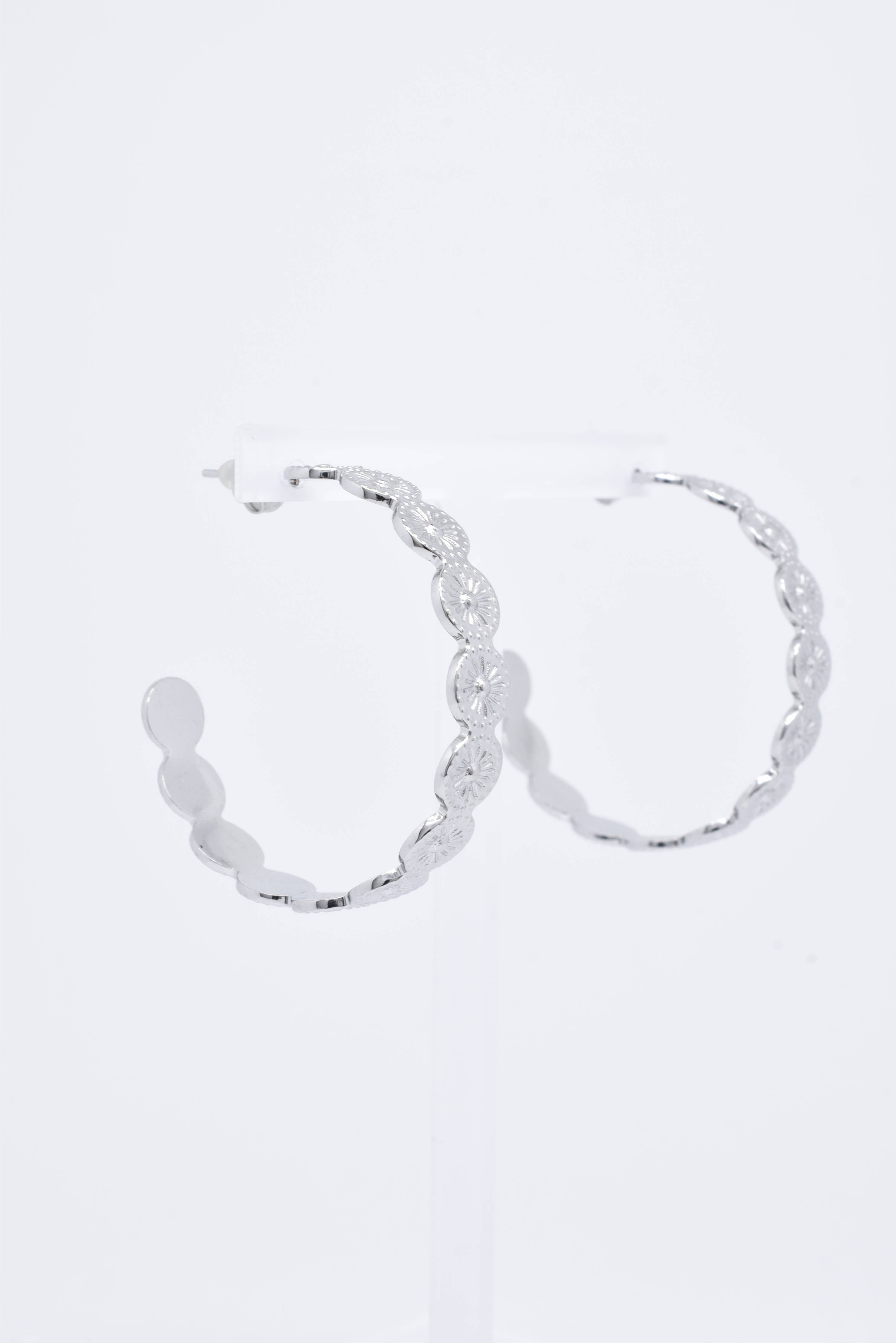 Kapyco - Vendita all'ingrosso Orecchini a cerchio - Orecchini in acciaio inox color argento o oro, diametro 39 mm5