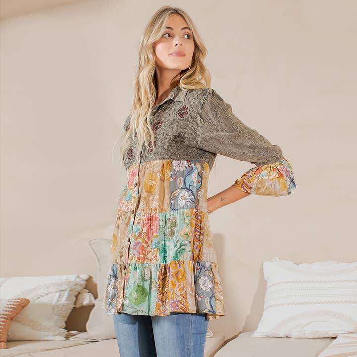 GRAVEL Vintage Bohemian : Tiered Bohemian Top for wholesale on Faire