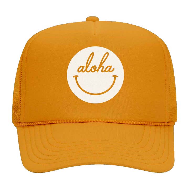 Aloha Cursive Smile Foam Snapback for wholesale by Frankie Jean