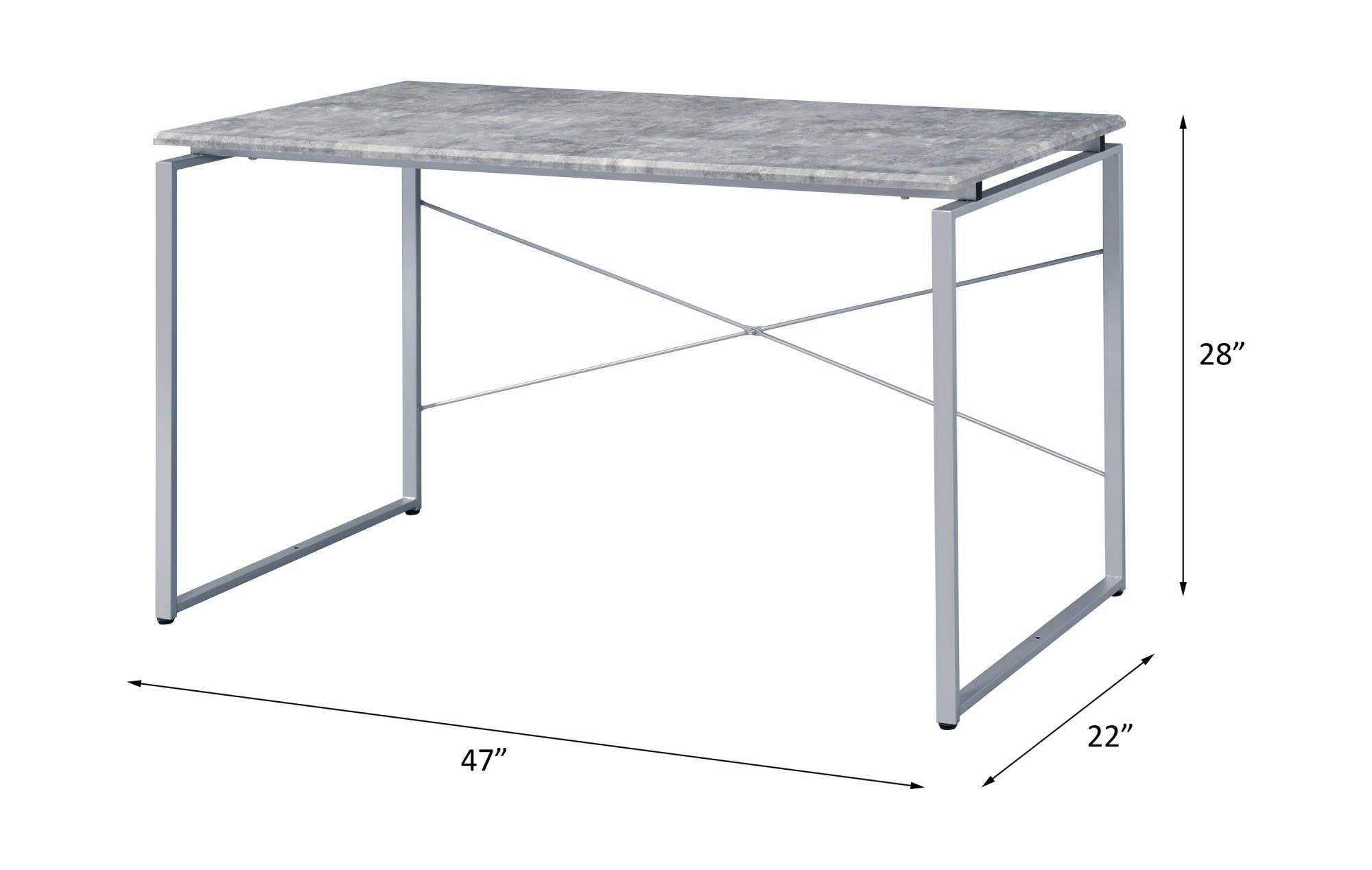 HOMYCASA DESIGN INC - Wholesale Console Table - Industrial Writing Desk Faux Concrete Top Metal Sled Base2