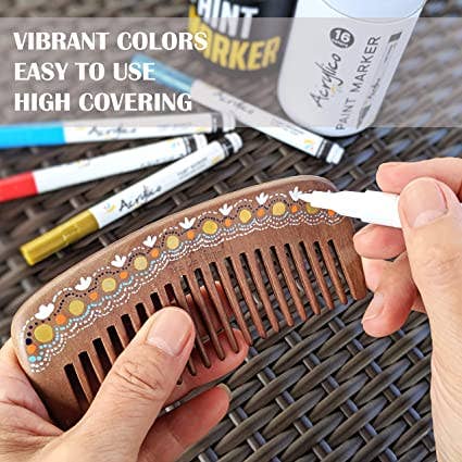 Acrylico - Wholesale Marker - ACRYLICO SET OF 16 COLORS ACRYLIC PAINT PENS- EXTRA FINE TIP