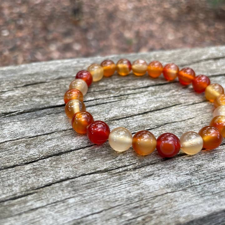 Boutique Bohème - Venta al por mayor Pulsera de cuentas - Pulsera elástica de litoterapia con cornalina, hecha en Francia3