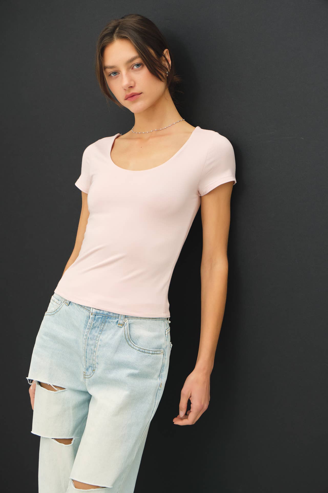 Be Cool - Wholesale T-Shirt - Women's - [SOFT CORE] BASIC DOUBLE LINED SCOOP NECK CAP SLEEVE TOP 0