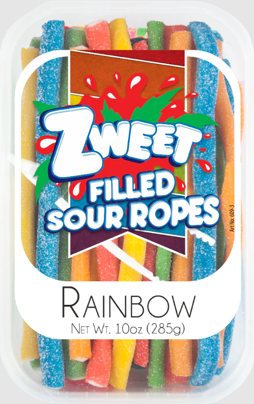 iSweet.ca - Wholesale Gummy - Turkey - Zweet Ropes- Tub - Sour Ropes - Rainbow 10 oz0
