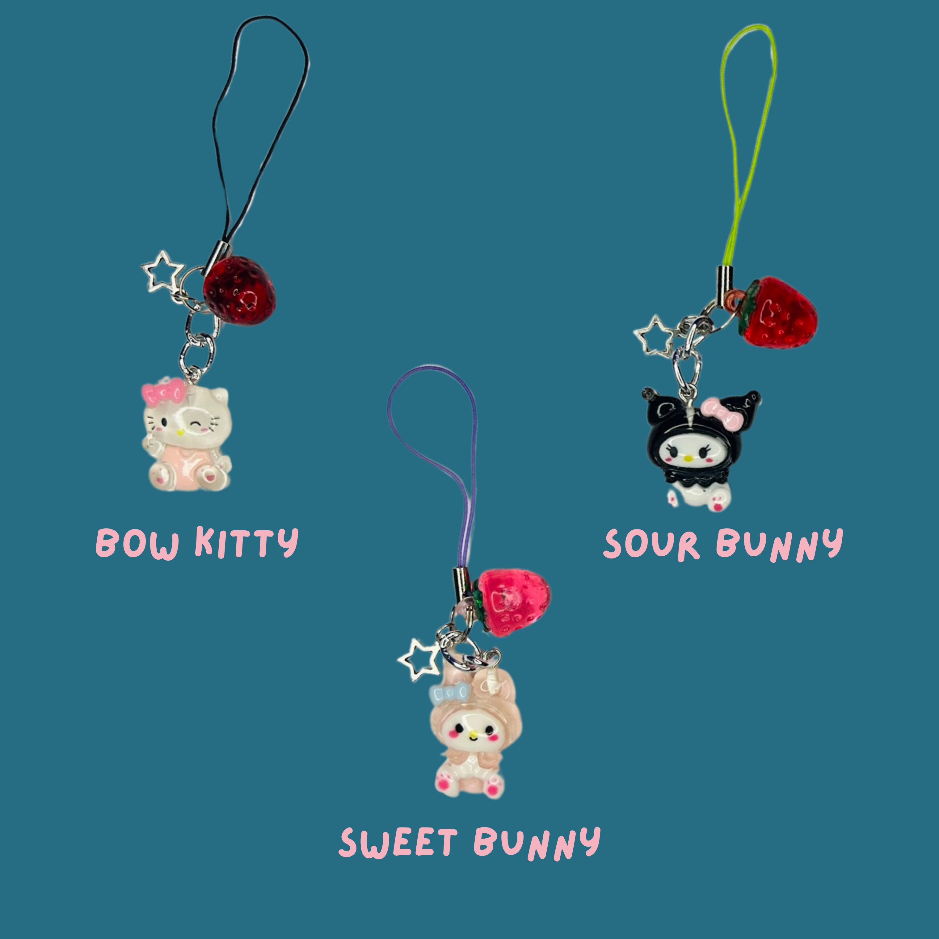 Faebelle Haven - Wholesale Keychain - Women's - Animals & Phone - Strawberry Tech Charm | Cute Keychain Phone Accessory4