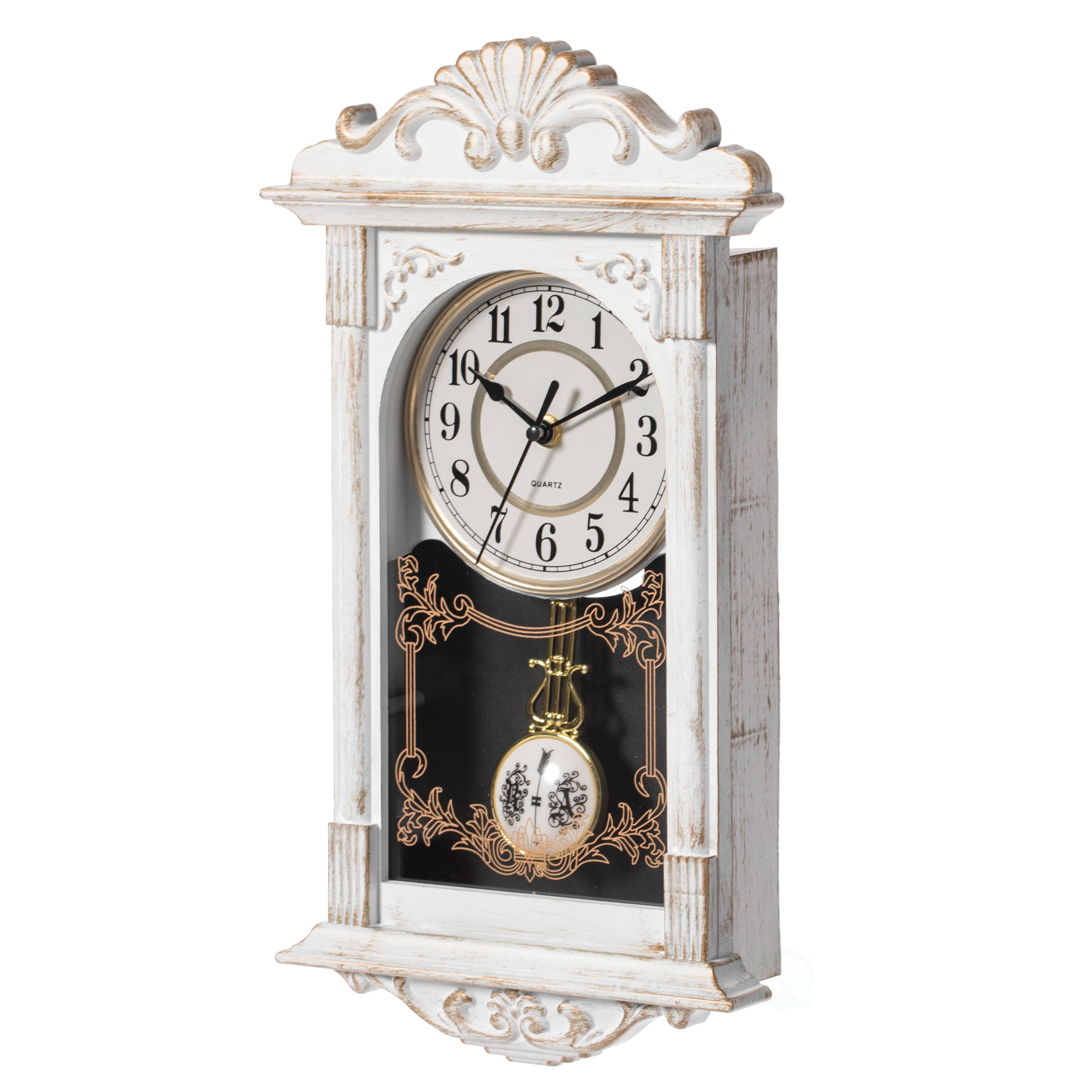 Quickway Imports - Wholesale Wall Clock - Vintage Grandfather Wood Looking Plastic Pendulum Wall Clock6