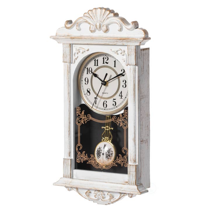Quickway Imports - Wholesale Wall Clock - Vintage Grandfather Wood Looking Plastic Pendulum Wall Clock6