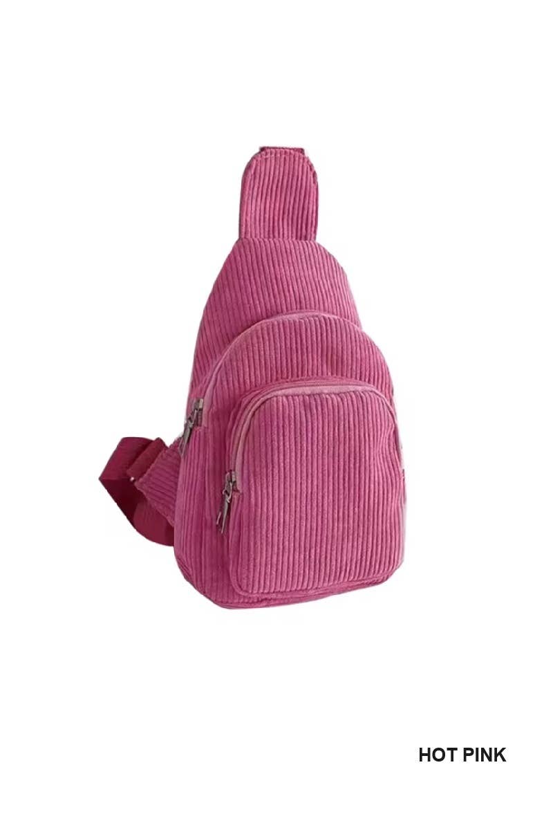 Vanilla Monkey - Wholesale Crossbody Bag - Women's - Corduroy Vintage Double Pocket Crossbody Sling Bag2