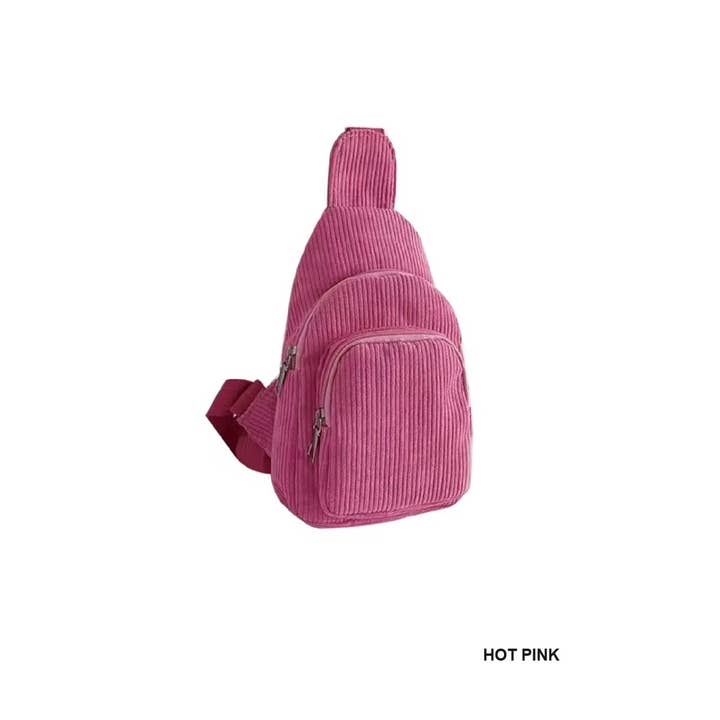 Vanilla Monkey - Wholesale Crossbody Bag - Women's - Corduroy Vintage Double Pocket Crossbody Sling Bag2