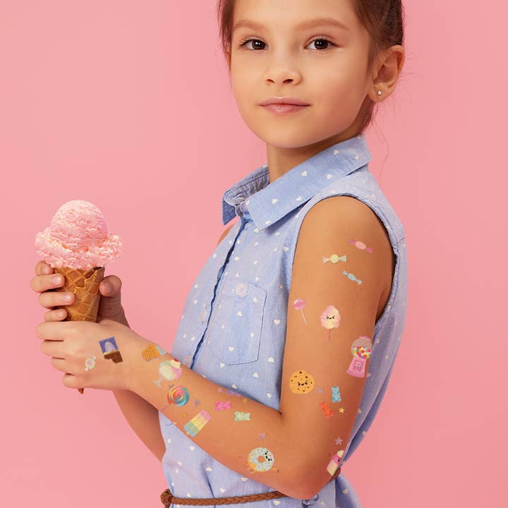 Flash Tattoos - Vendita all'ingrosso Tatuaggio temporaneo - Bambini - Pacchetto tatuaggi temporanei metallici per bambini SUGAR RUSH