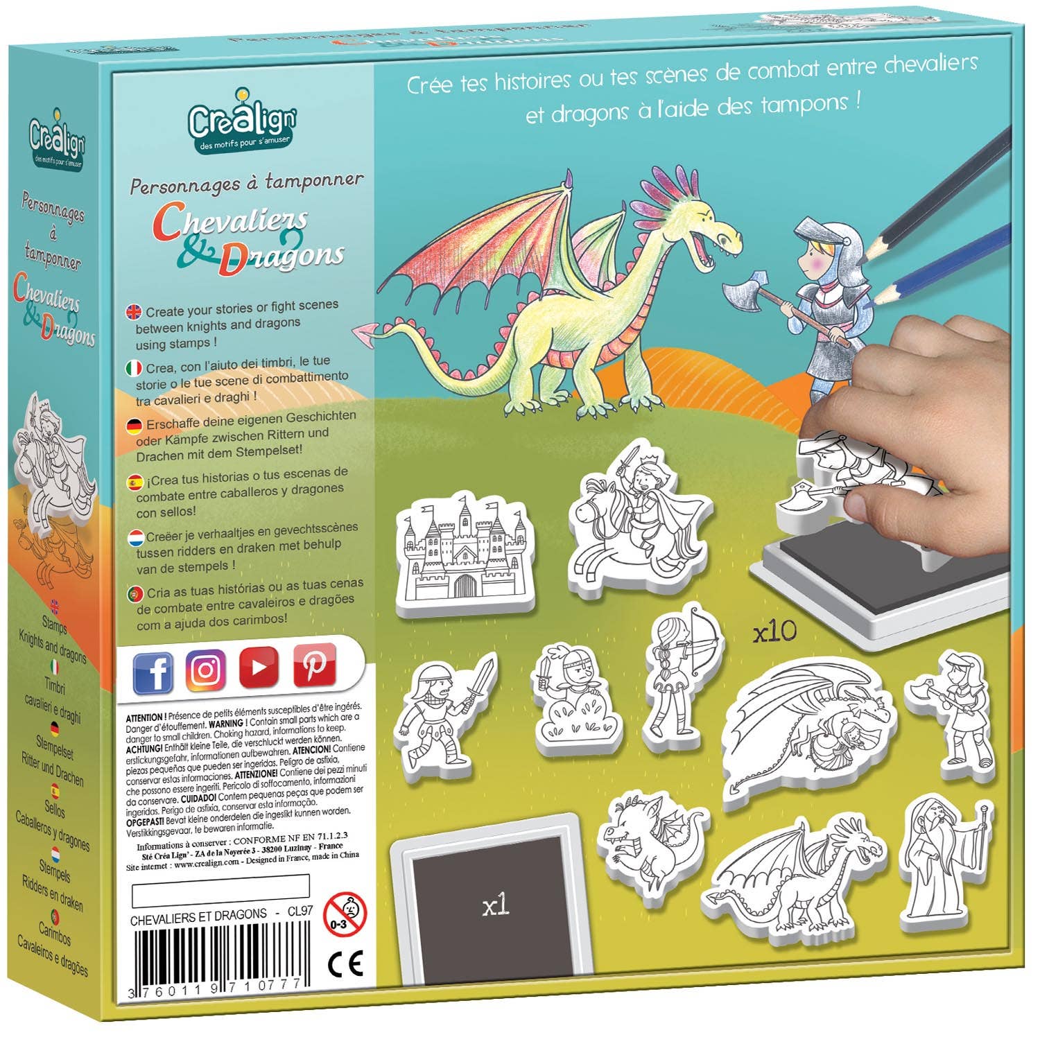 Créa Lign' - Wholesale Rubber/Decorative Stamp - Kids & Baby - Stamp Characters: Knights and Dragons1