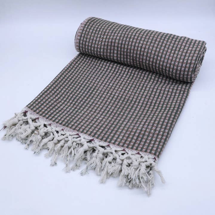 Manta de Lançamento Feita à Mão com Impressão em Bloco - Linhas de Xadrez por atacado de Fabdivine