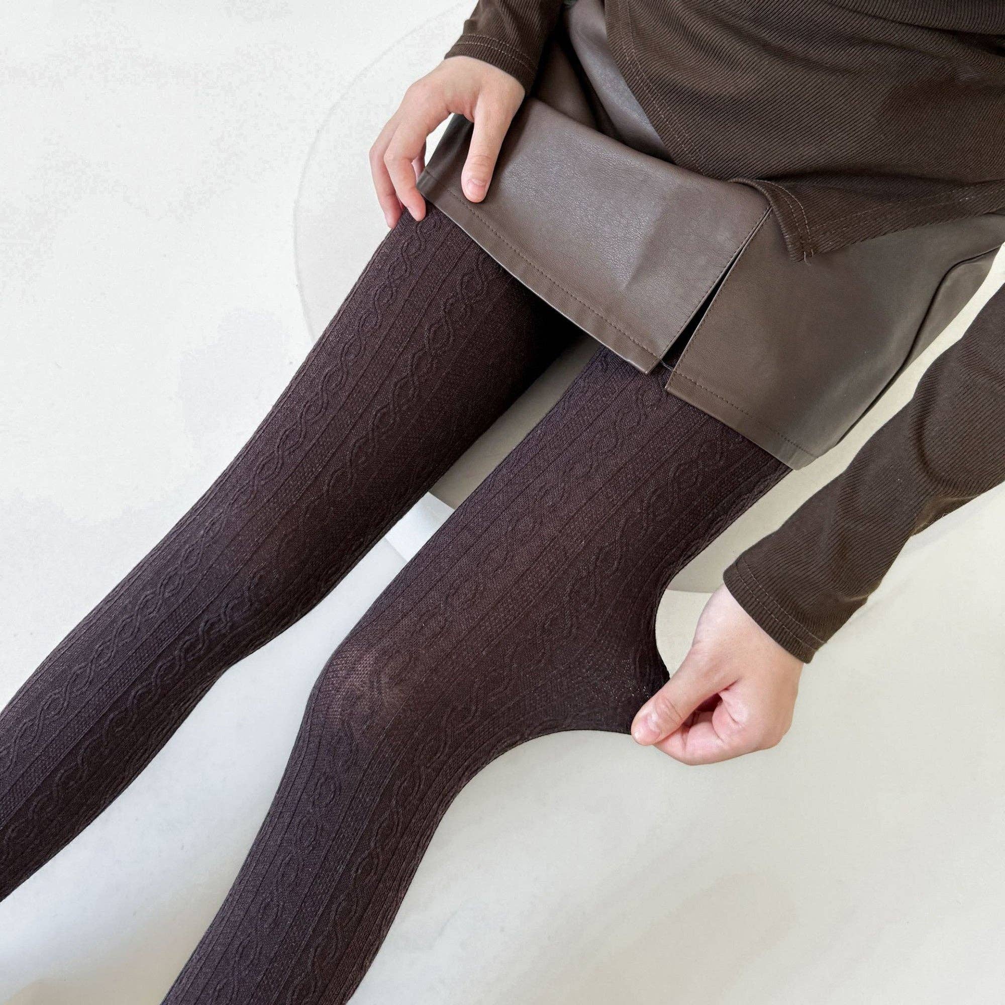 AK Brand - Wholesale Tights - Women's - Cable Knit Patterned Opaque Tights with Soft Stretch Fabric3