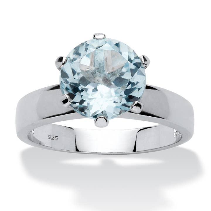 3.80 TCW Round Blue Topaz Solitaire Ring in Sterling Silver for wholesale by PalmBeach Jewelry