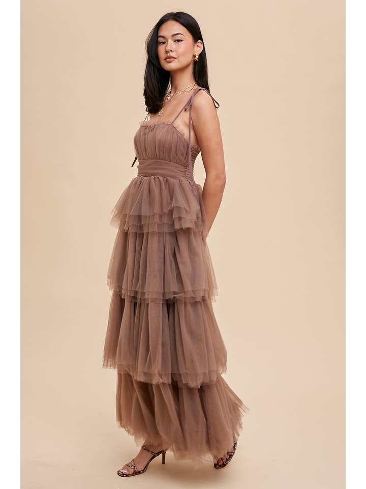 In Loom - Wholesale Dress - Women's - ROMANTIC TIERED MESH RUFFLED DRESS