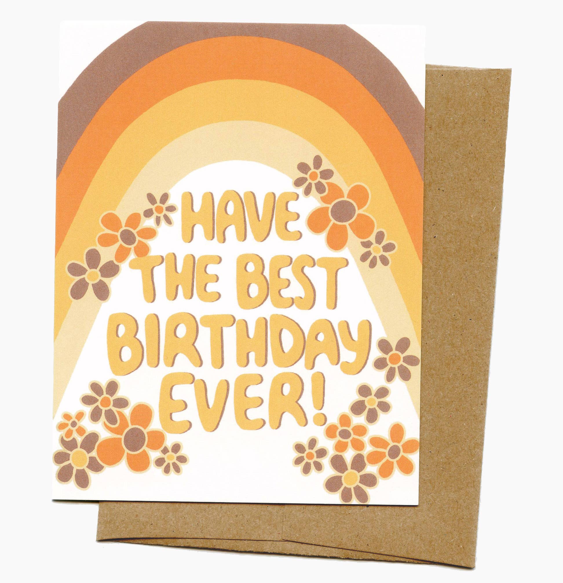 Lucky Sardine - Wholesale Birthday Card - Retro Rainbow & Hippie Flower, Best Birthday Ever Card1