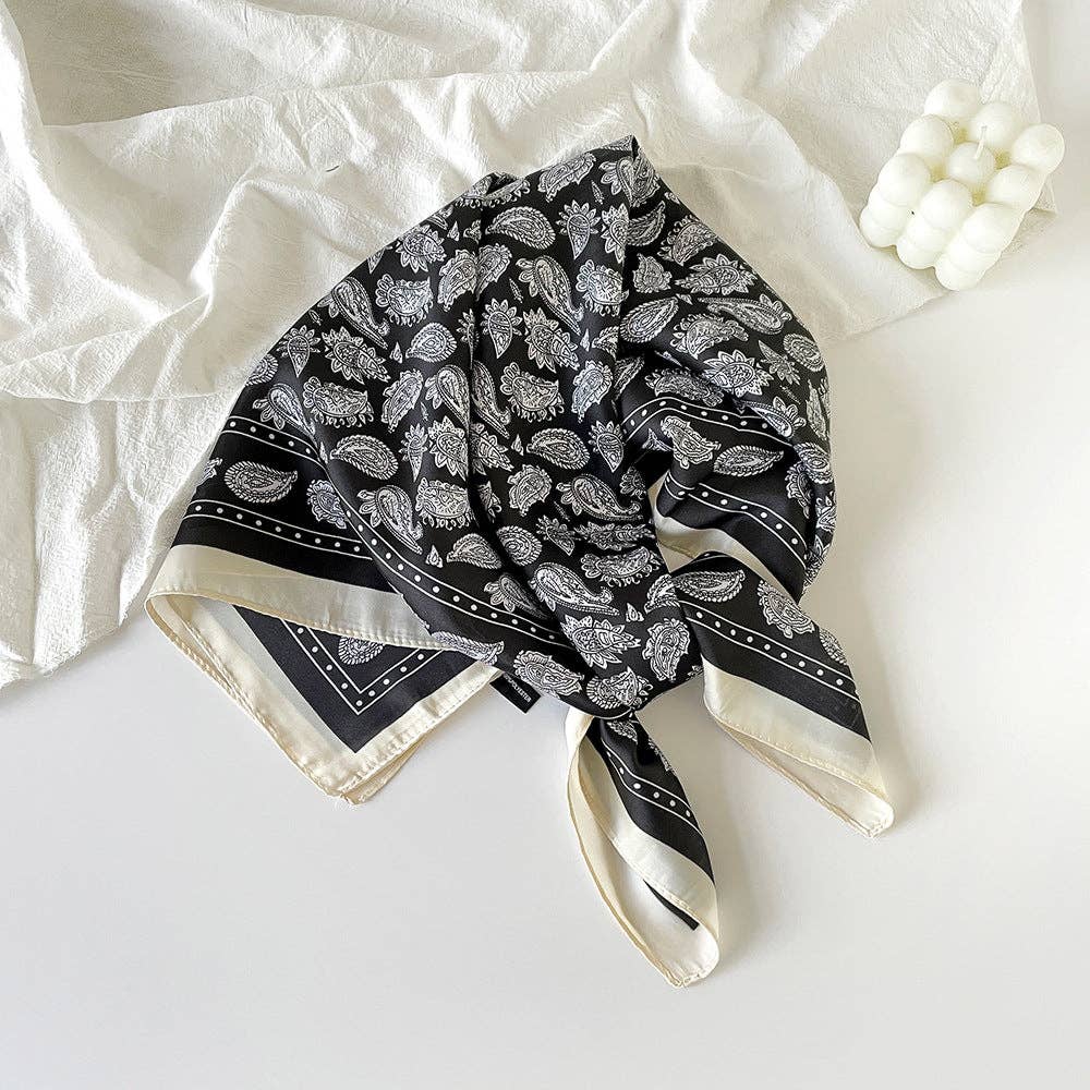 Dipped Shop - Wholesale Scarf - Women's - Vintage Paisley Pattern Square Satin Scarf DP25E6056