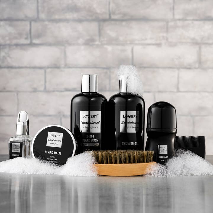 Lovery – wholesale Bath & body set – Men’s – Luxury Beard Grooming Kit for Men, Sandalwood Bath Gift Set