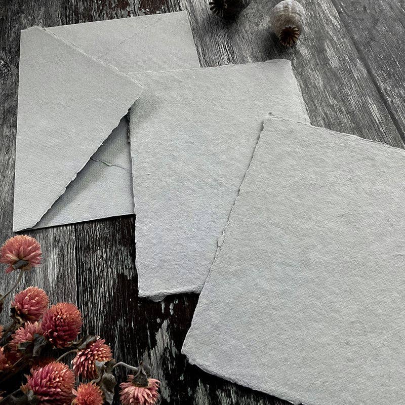 The Natural Paper Company - Wholesale Painting Paper - Light Grey Handmade Paper | Pack of 5 | Recycled Cotton Rag2
