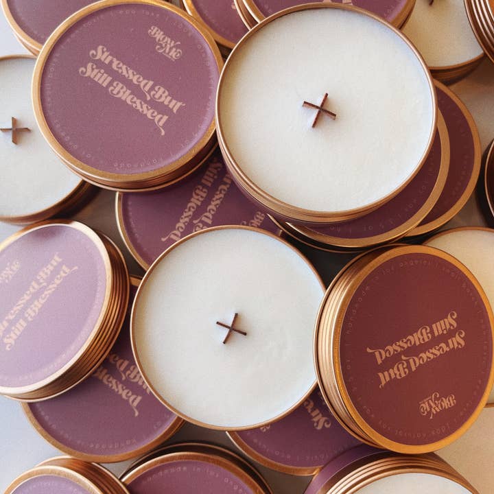 Blow Me Candle Co. - Wholesale Travel Candles - Lil Flicker - Stressed But Still Blessed