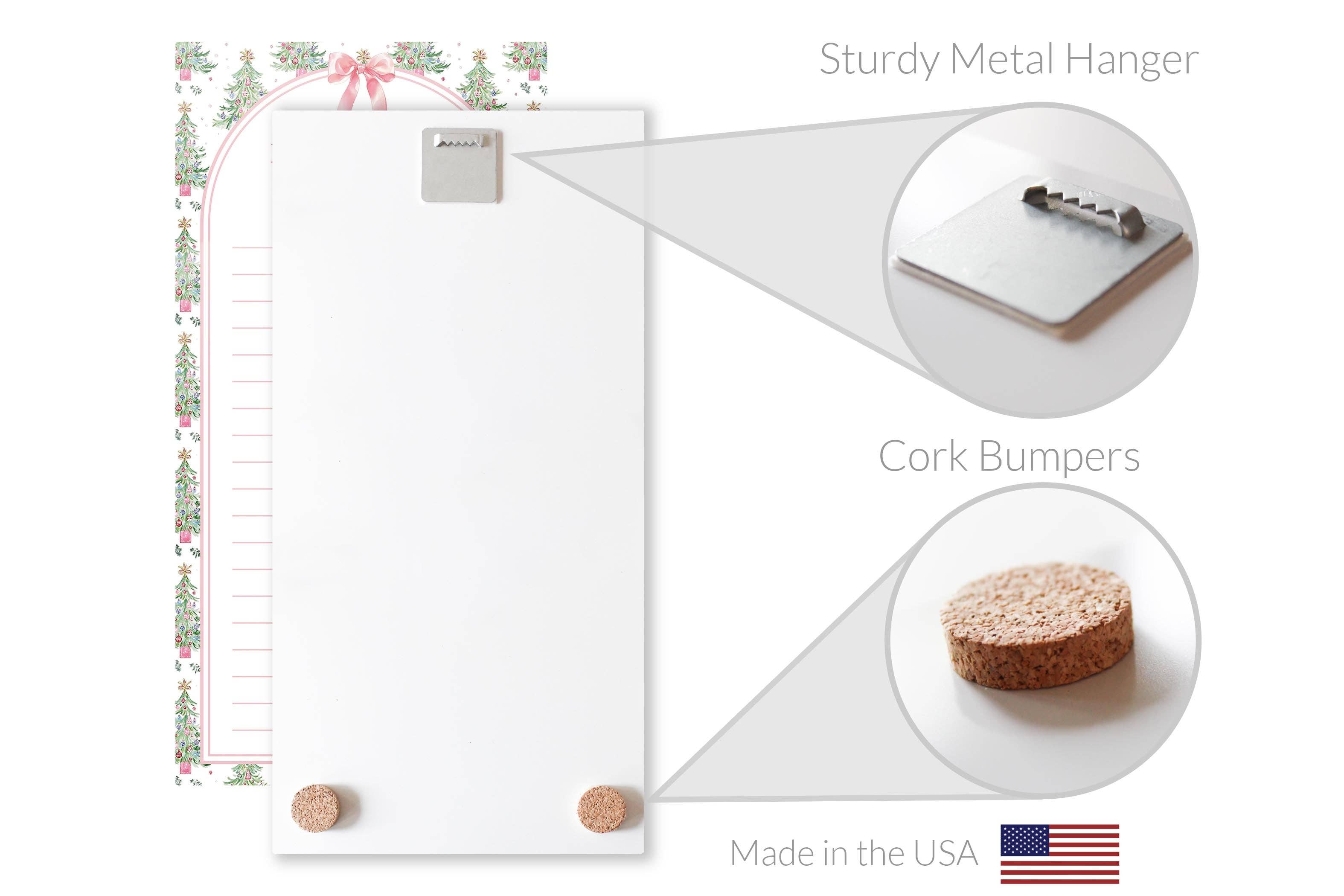 White 8x16 Glass Dry Erase-Blush & Baubles Christmas | Custom for wholesale on Faire4