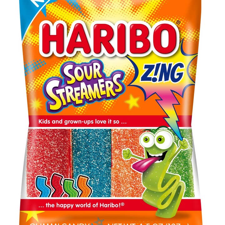 Shop The King - Wholesale Gummy - Haribo Gummi Candy, Sour Streamers, 4.5 Ounce