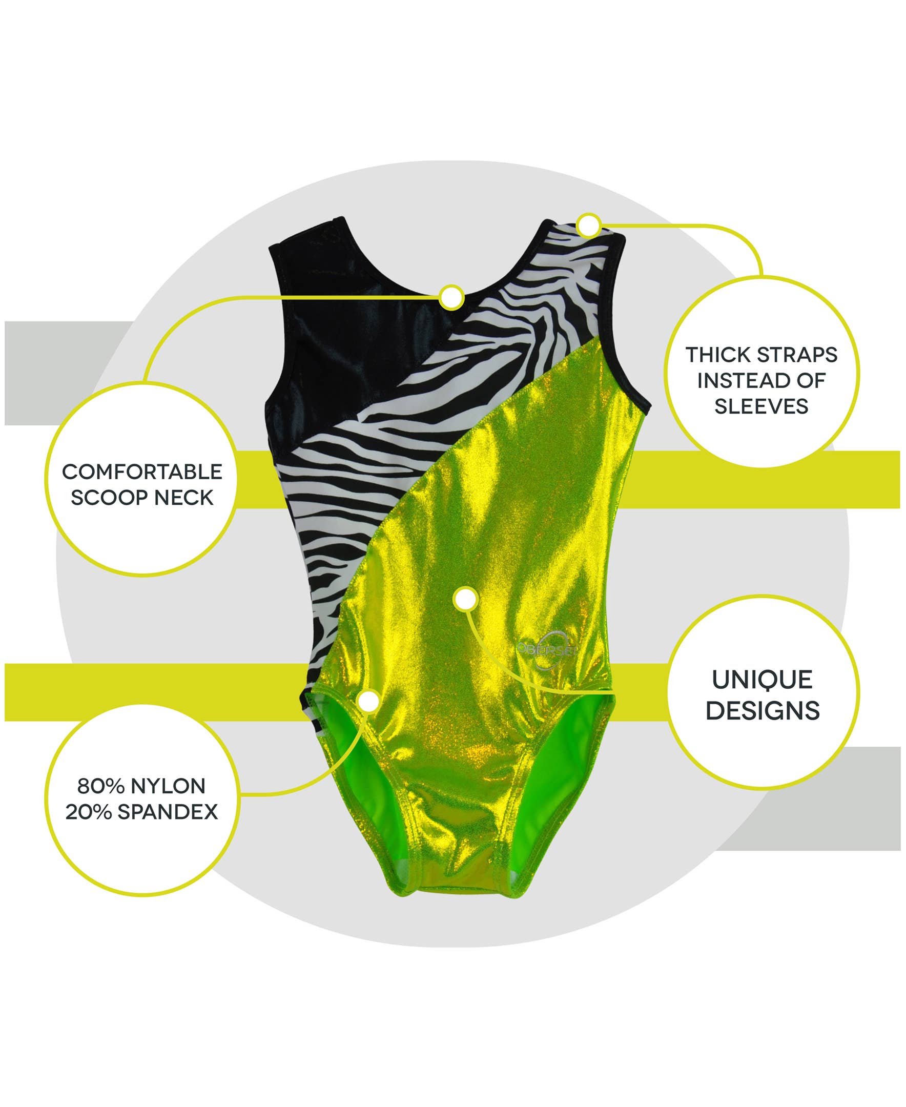 Obersee - Wholesale Lingerie Bodysuit - Women's - Girl's Gymnastics Leotard - Lime3