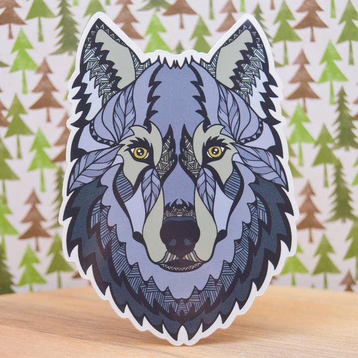 Wolf Waterproof Sticker for wholesale by Crafted by Chris Co.