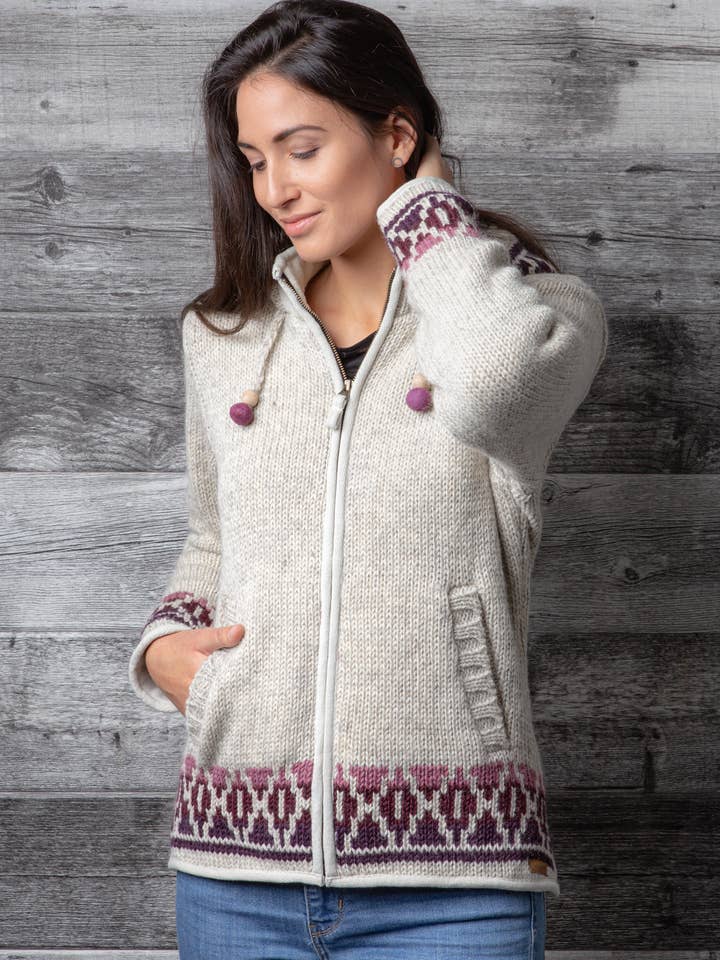 Lost Horizons Knitwear – Ships from USA - Wholesale Knit Sweater - Women's - Misty Wool Knit Sweater with Lined Hood2