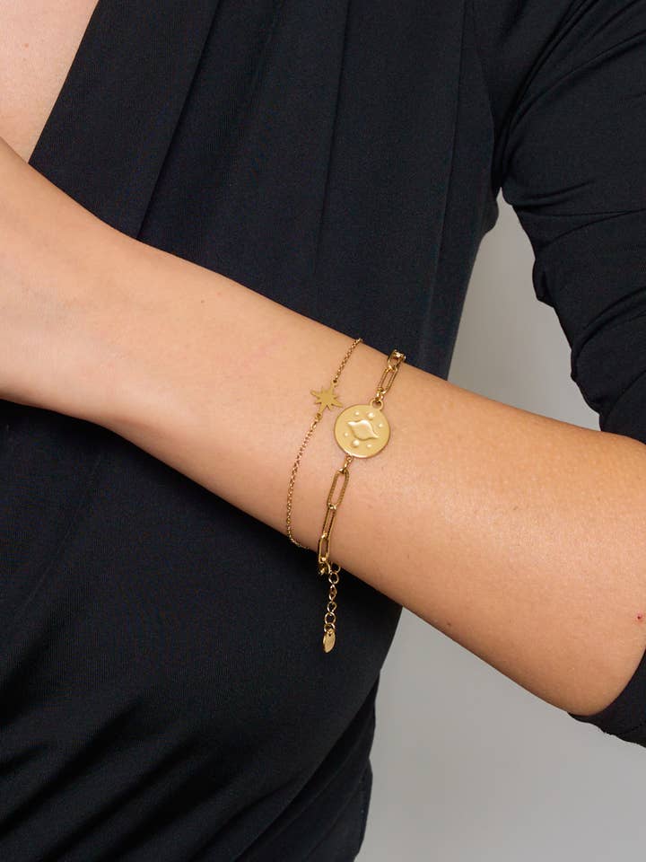 324RX06 rustfrit stål dobbelt armbånd for engroshandel hos BYREN | ÉLINE L'ATELIER