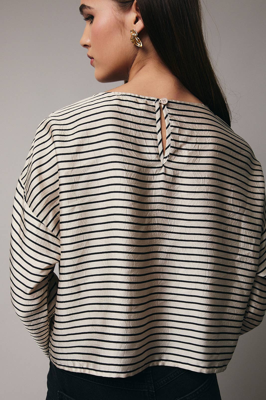 Sunday Edition - Vente Chemisier – femme - BLOUSE À RAYURES À MANCHES LONGUES ET COL LARGE9