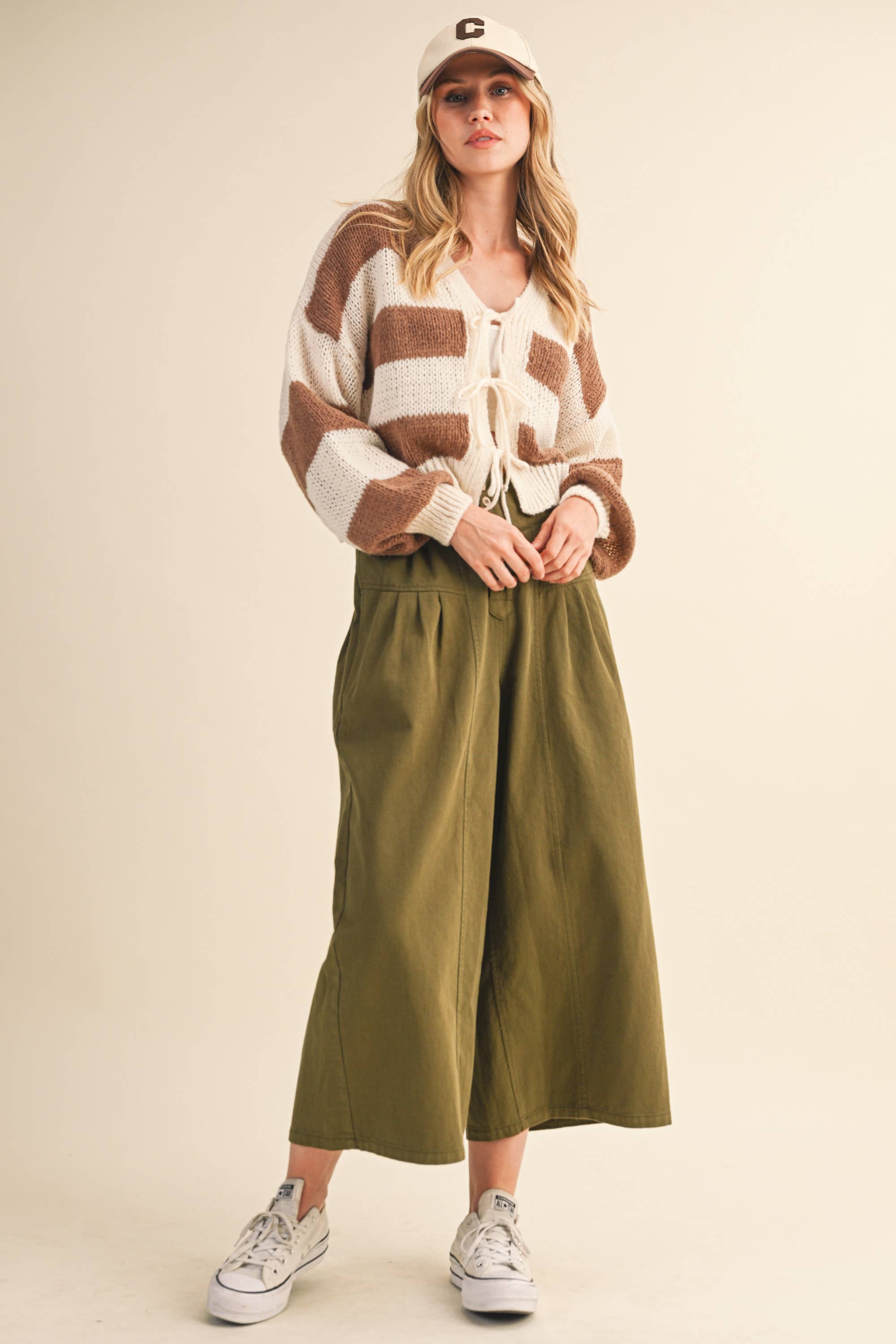 Klesis – wholesale Pants – Women's – IP1419 COTTON TWILL HIGH WAIST CROPPED WIDE LEG PANTS10