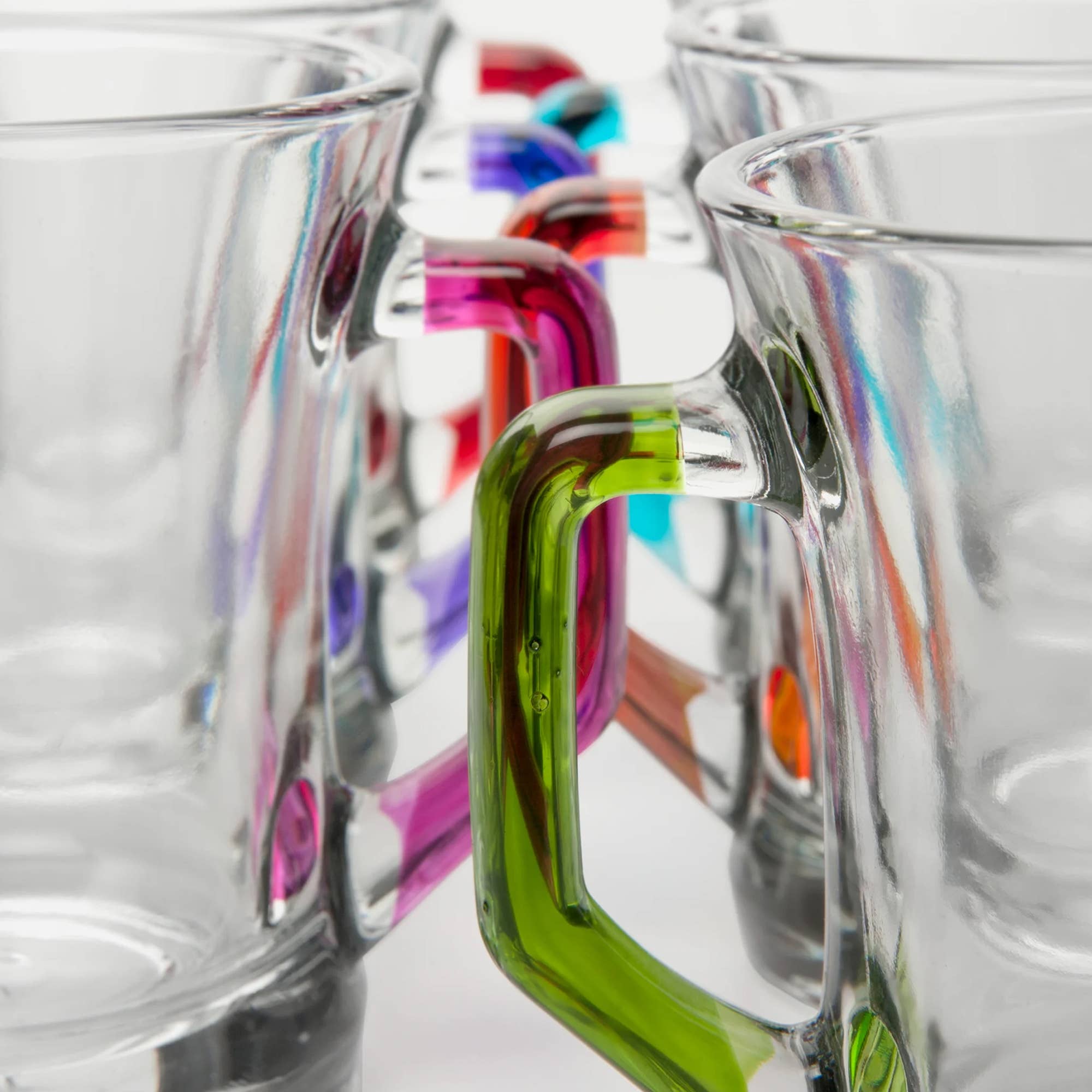 Hakan - Wholesale Coffee Mug - Zen Glass Coffee Mug Set with Colorful Handle, 6 Pcs, 7.6 oz1