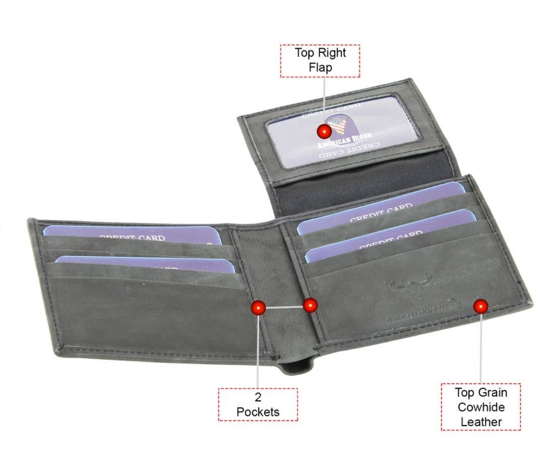 Leather Impressions Inc - Vente Portefeuille – homme - Portefeuille en cuir à deux volets avec rabat supérieur 157148