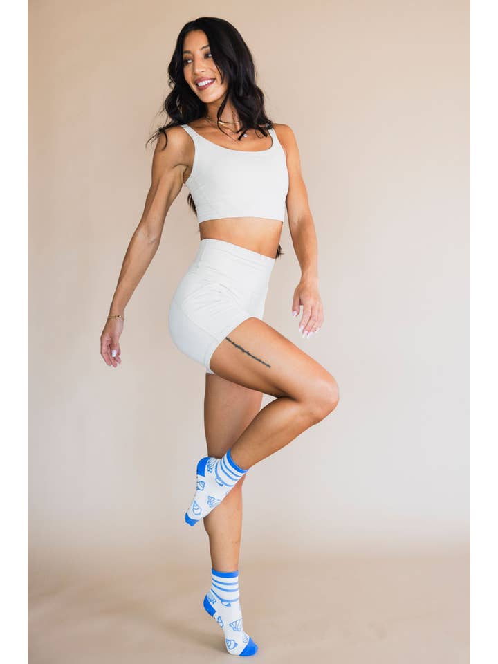 Pilates Honey – wholesale Socks – Women's – Pretty Shells Shorty Crew Grip Sock1