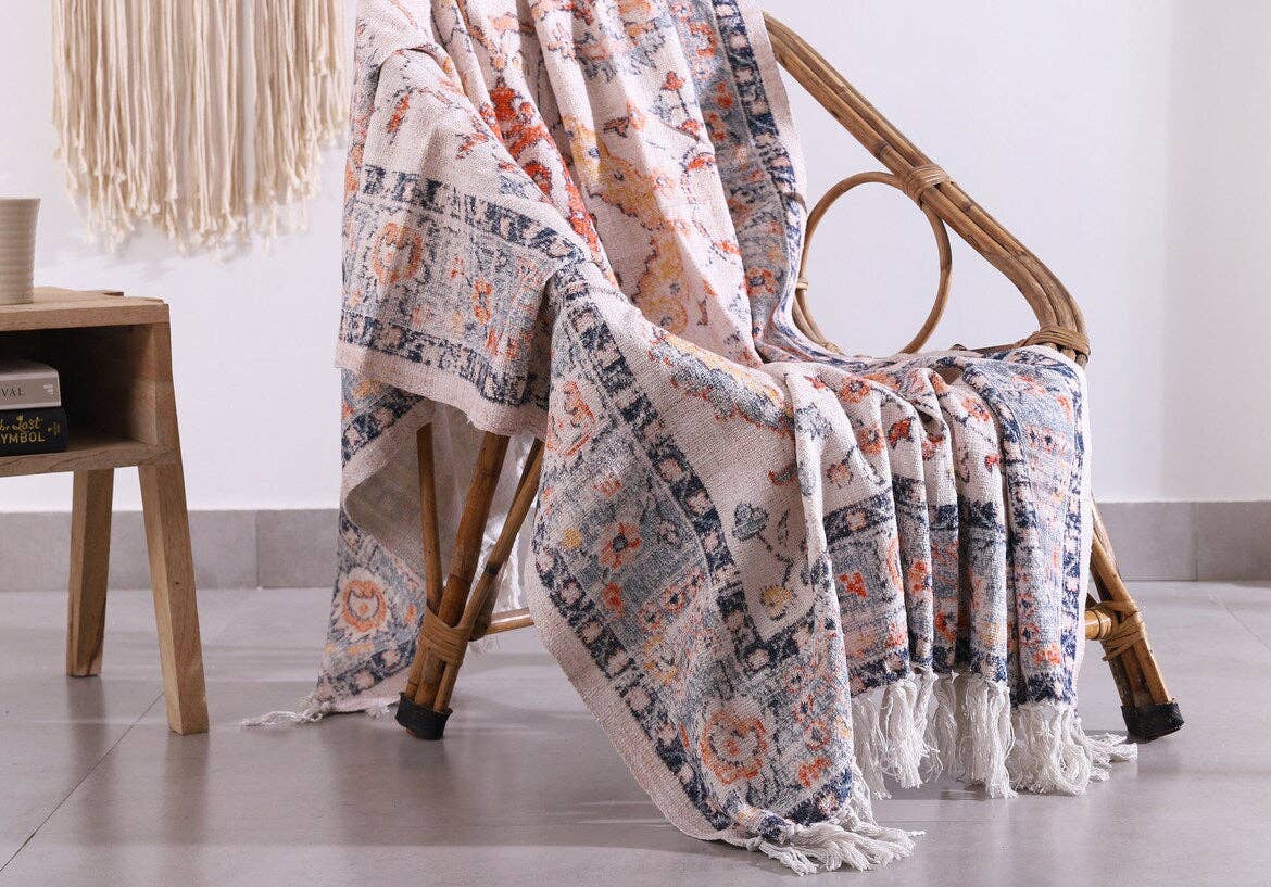 Glamthread – wholesale Prydnadsfilt – Lyxig bomullspläd i ull - Boho Serene4