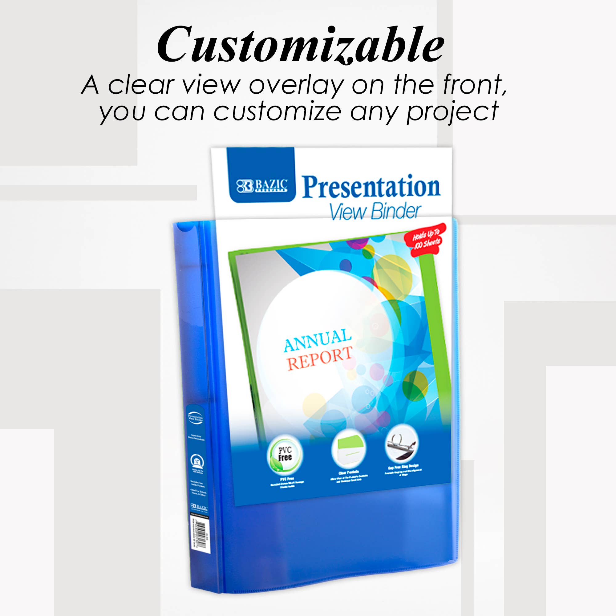 BAZIC Products - Wholesale Binder - 0.5" Poly 3-Ring View Presentation Binder w/ Pocket1