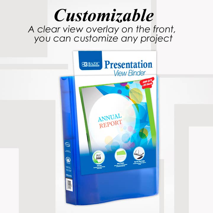 BAZIC Products - Wholesale Binder - 0.5" Poly 3-Ring View Presentation Binder w/ Pocket1