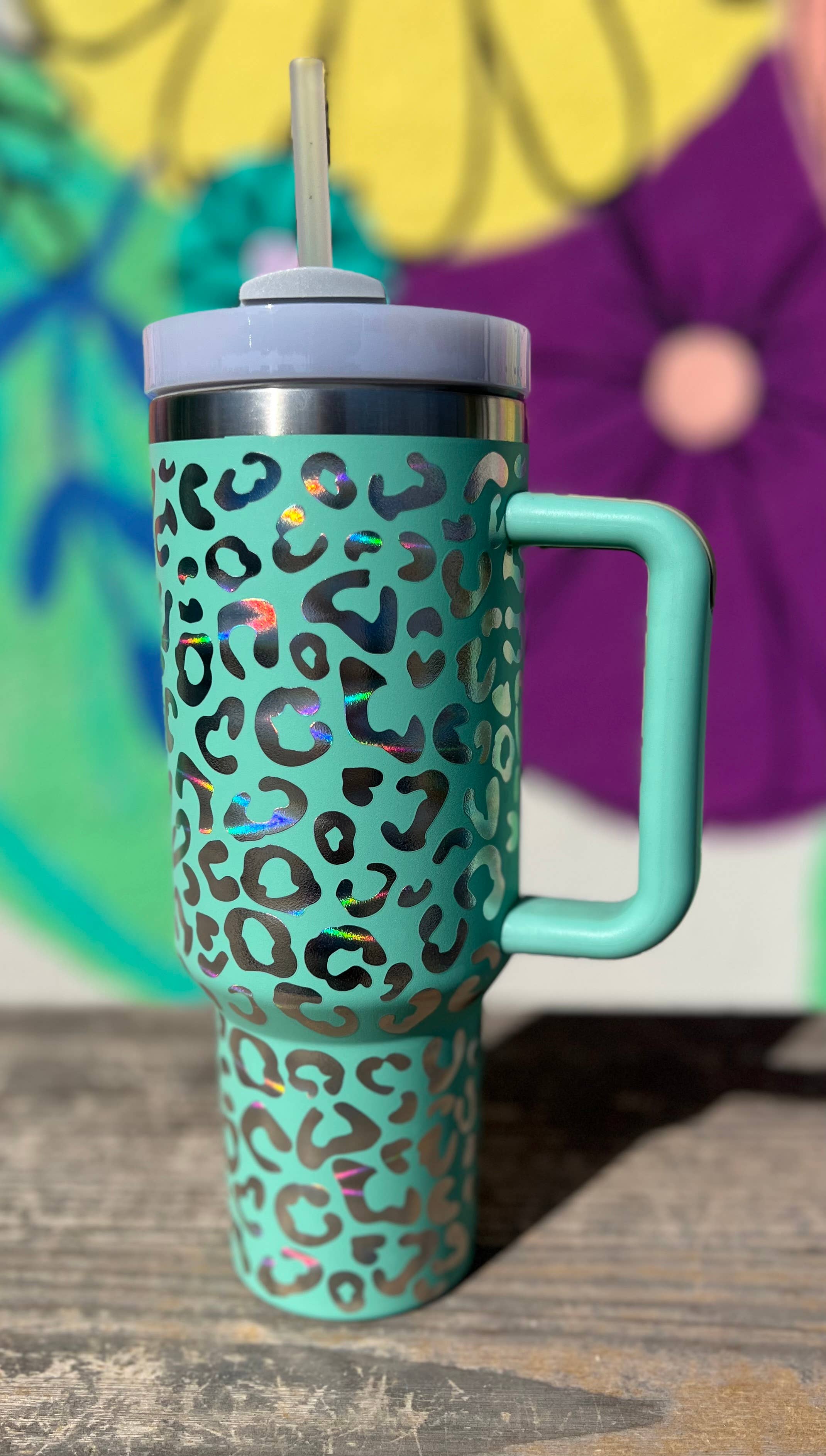 Briano Wholesale - Vente Gourde/bouteille isotherme - Gobelets holographiques Leopard 40 oz4